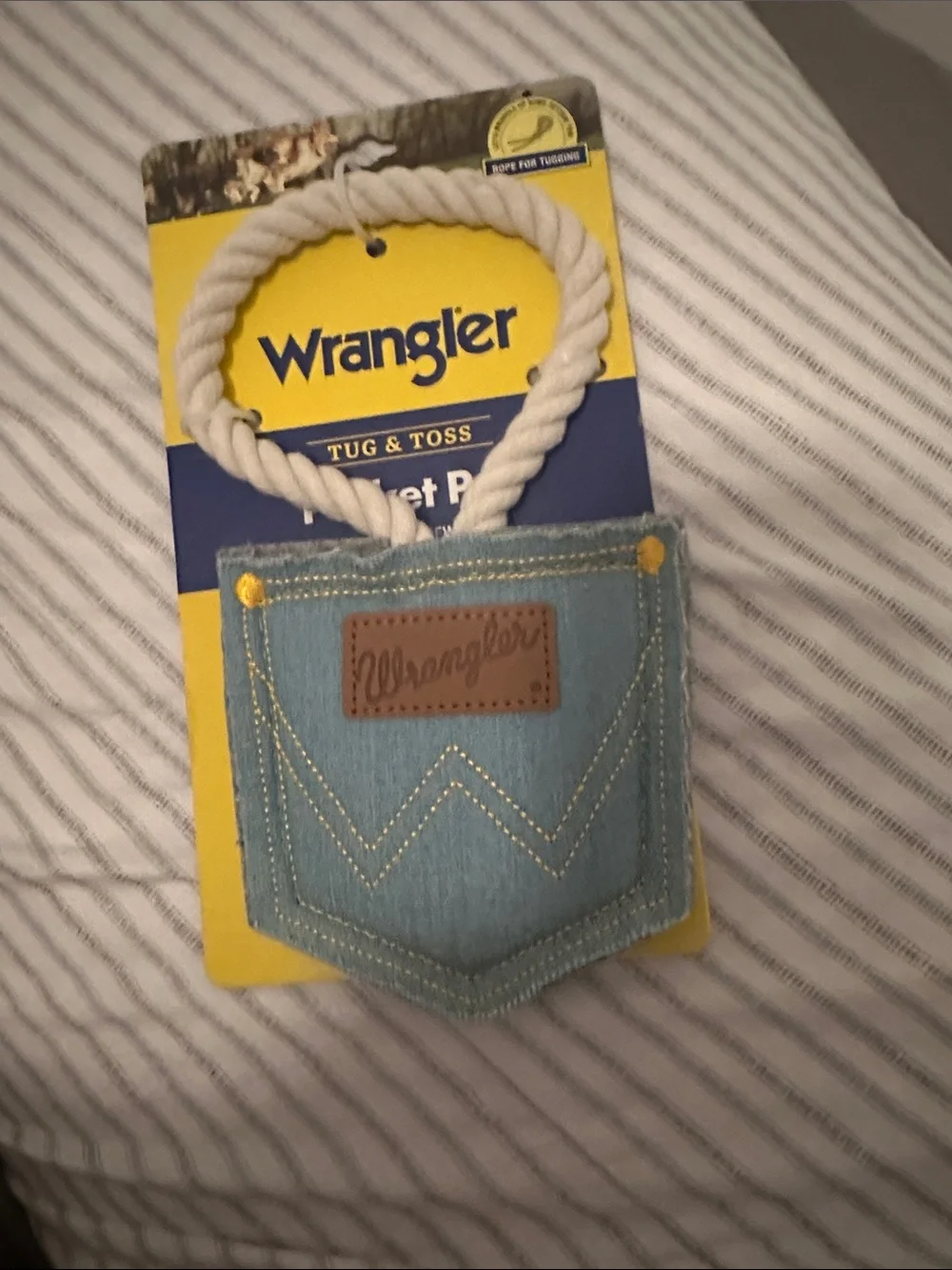 Wrangler Light Blue Denim Pocket Tug Toy with White Rope BNWT